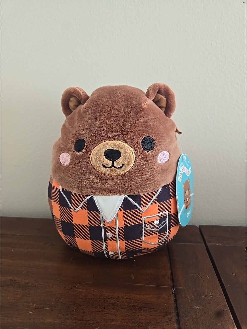 NWT Squishmallow 7.5” OMAR The Bear Plaid Shirt Fall Harvest Squad 2023 NEW 7-8”